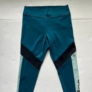 Adidas Women's Colorblock Cropped Leggings - Teal & Black - Size Medium
